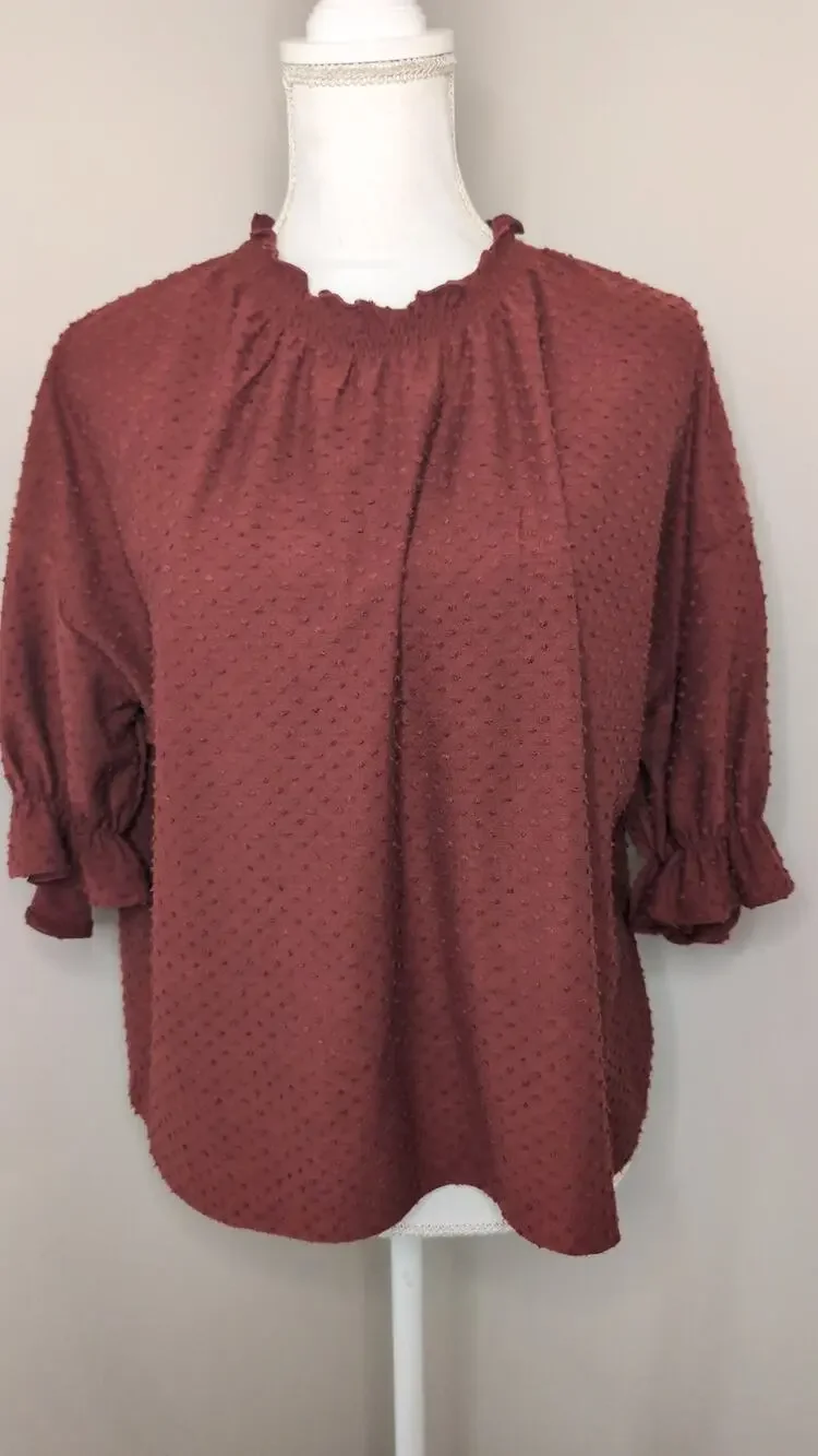 Madewell Texture & Thread Swiss Dot Blouse Medium Boho Romantic Top